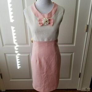 Vintage Pink and White Jackie O Style Dress